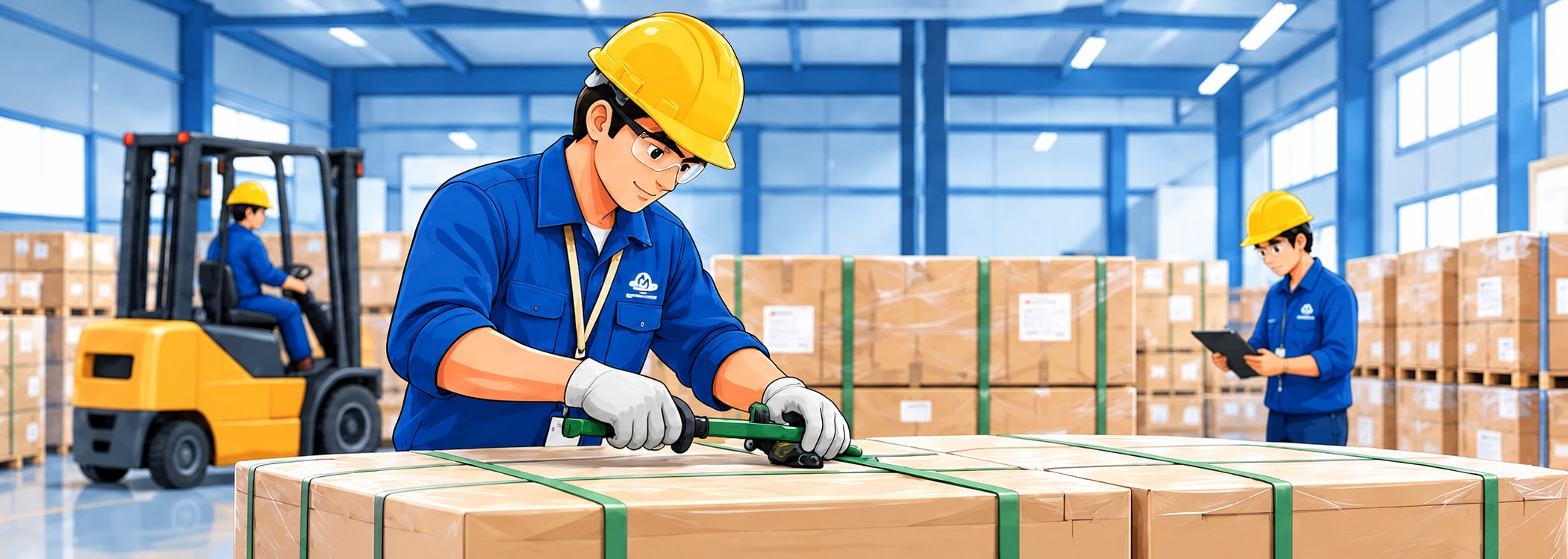 Illustrated packing and logistics activity